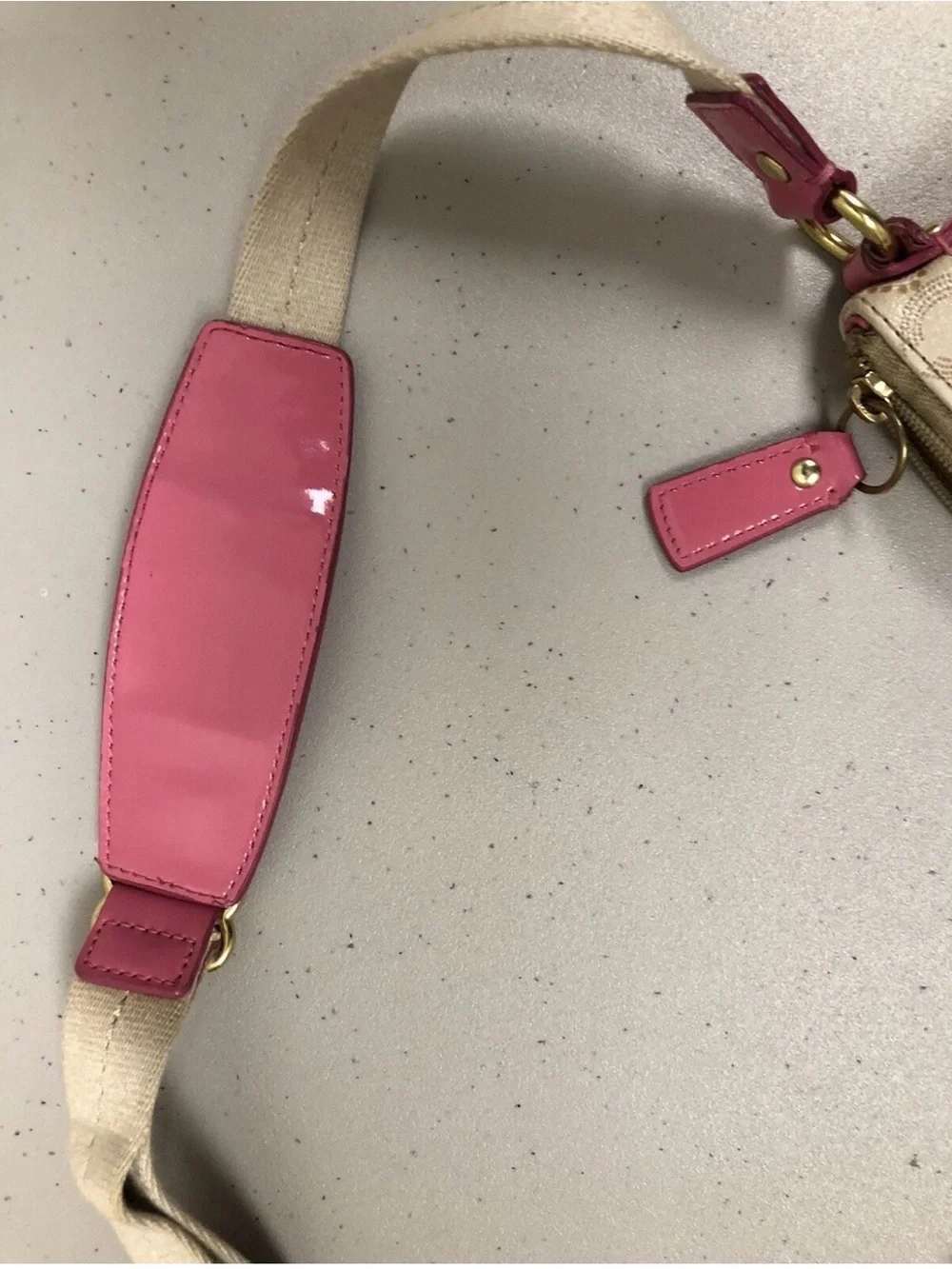 Y2K Coach Signature Logo Pink Hearts Crossbody Shoulder Bag Purse